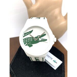 Lacoste Unisex Watch 2001347 Quartz Croc Logo Green White Dial Rubber Band 38mm